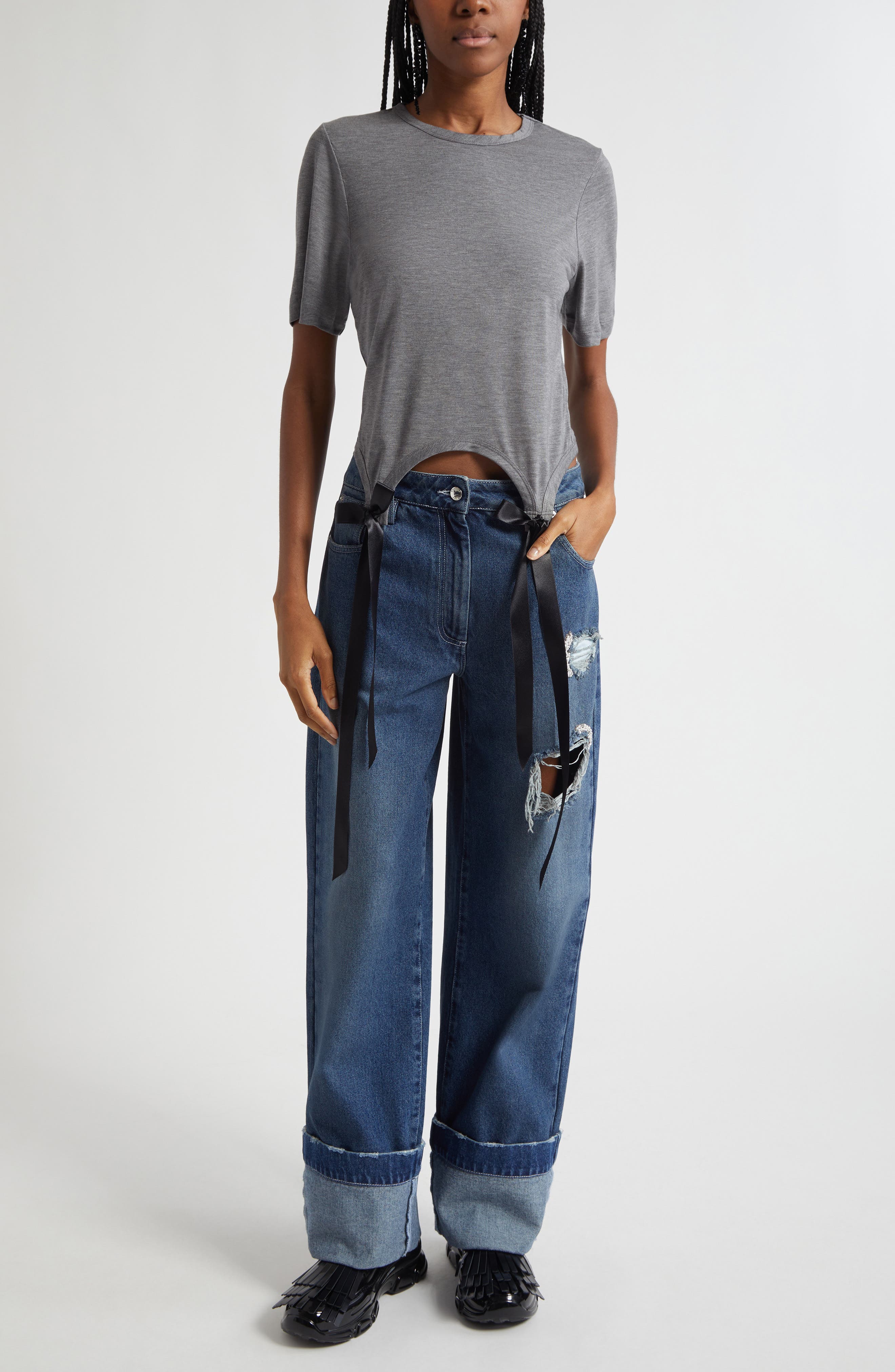 Easy Bow Tails Cotton T-Shirt - image 4