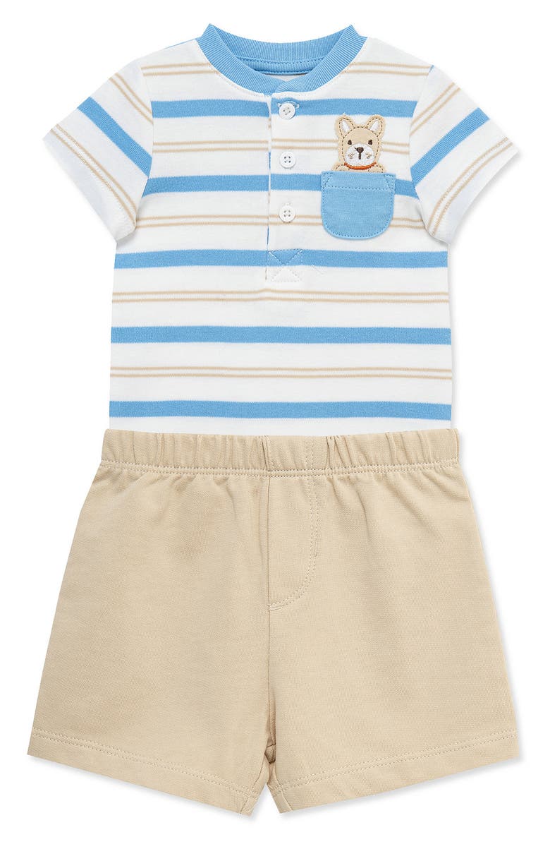 Little Me Puppy Bodysuit & Shorts Set, Alternate, color, Tan