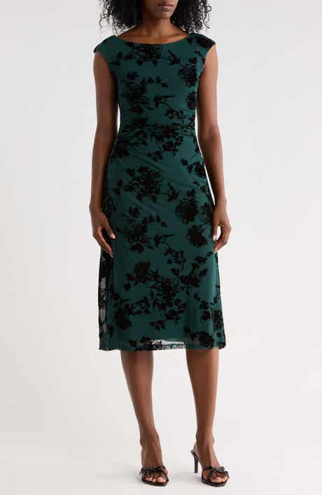 Floral Jacquard Mesh Midi Dress