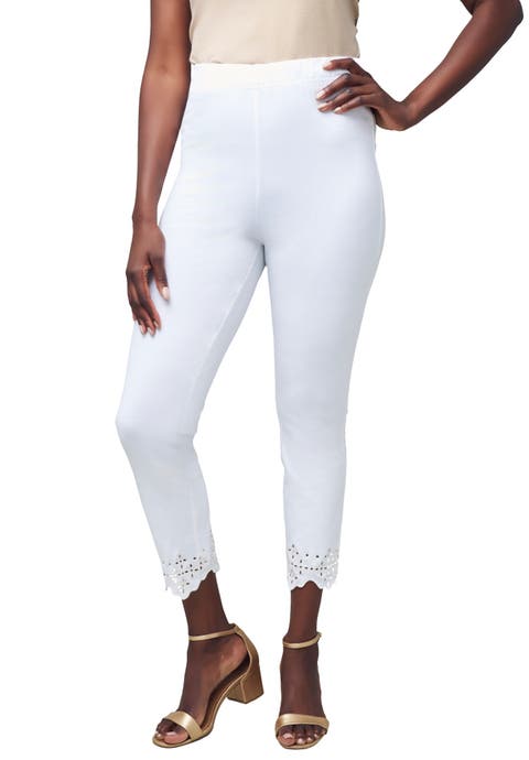 Stretch Cotton Eyelet Capri Legging (Plus)