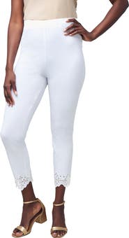 Jessica London Stretch Cotton Eyelet Capri Legging