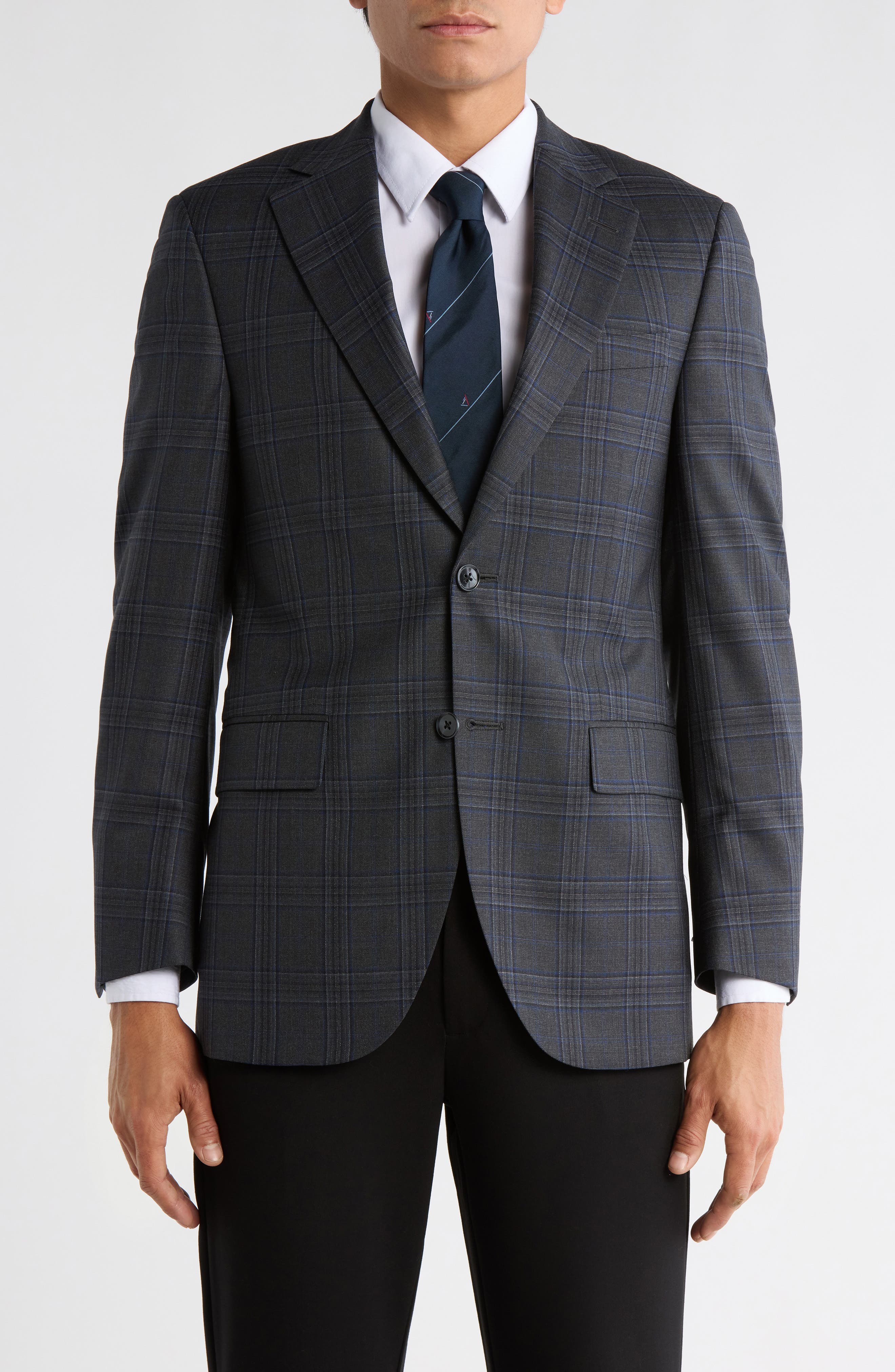 Peter Millar Charcoal Plaid Notch Lapel Sport Coat