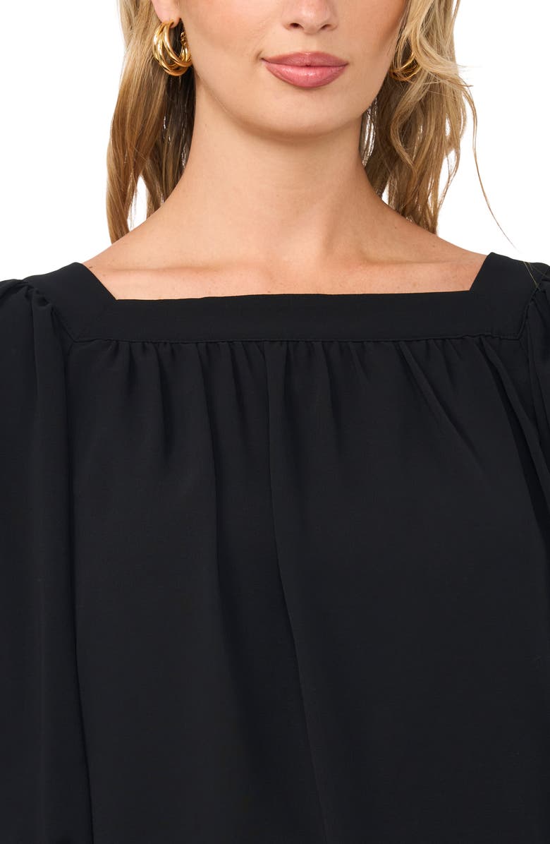 Vince Camuto Square Neck Bubble Sleeve Chiffon Top, Alternate, color, Rich Black