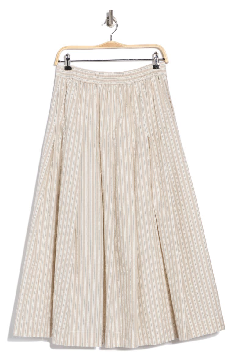 Stripe Pleated A-Line Skirt, Alternate, color, KHAKI/WHITE/BLACK STRIPE