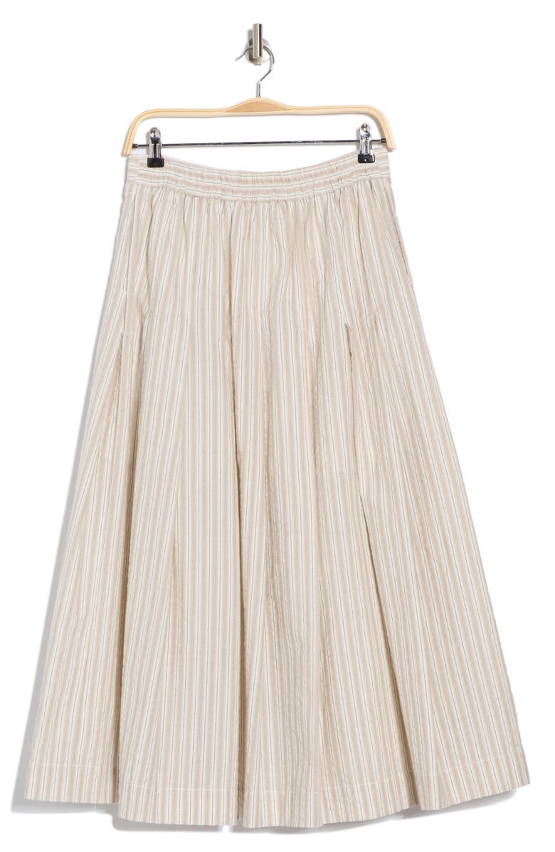 MAX STUDIO Stripe Pleated A-Line Skirt, Alternate, color, Khaki/White/Black Stripe