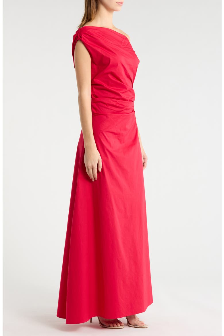 Phare One-Shoulder Stretch Cotton Maxi Dress, Alternate, color, CHERRY
