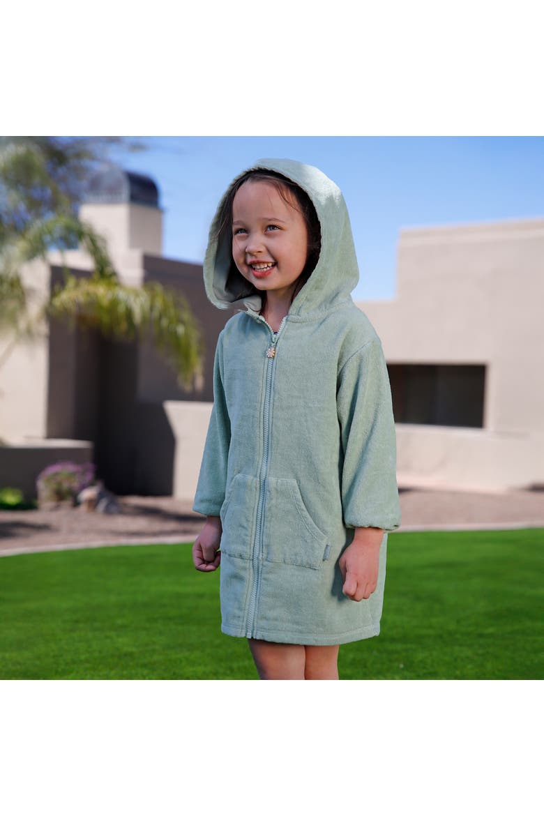 Hooded Terry Beach Cover-Up, Alternate, color, Frosty Green