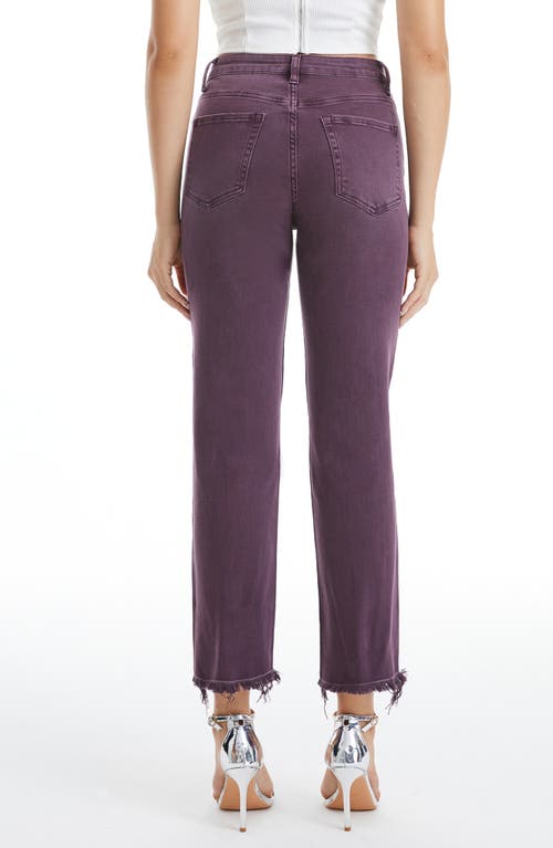 Bayeas High Waist Ripped Chew Hem Straight Leg Jeans