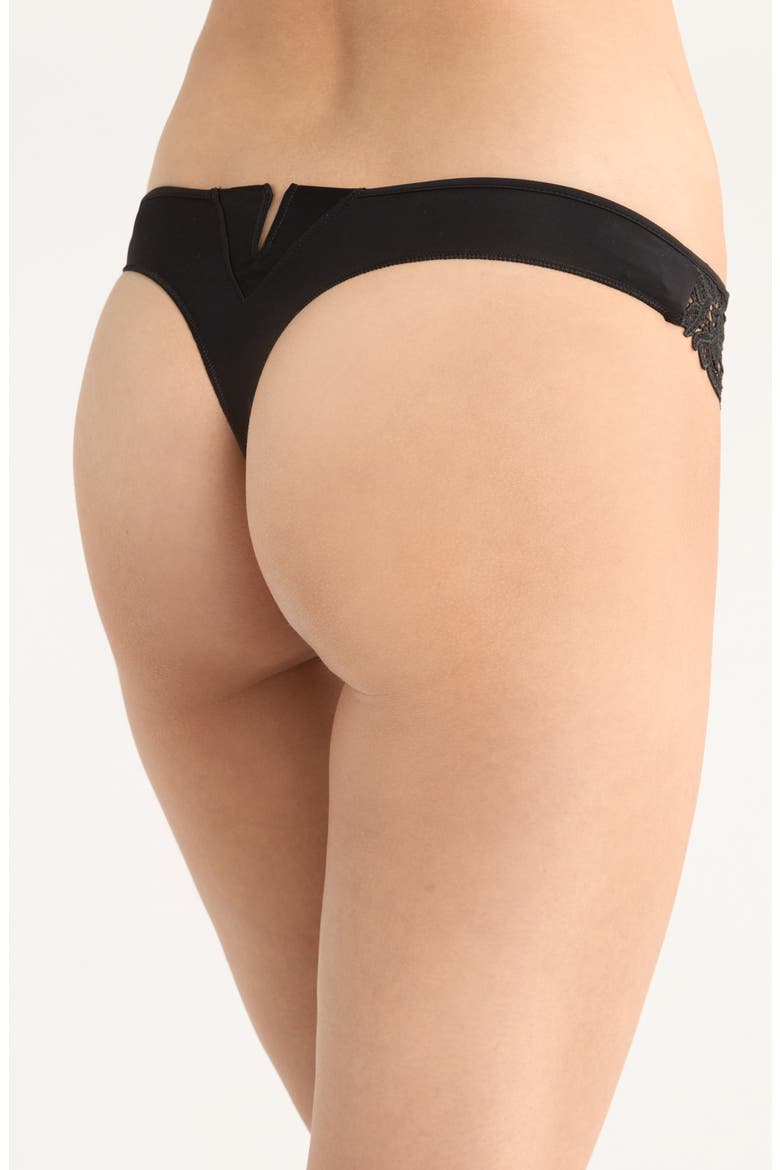 Saga Lace Trim Thong, Alternate, color, BLACK/BLK