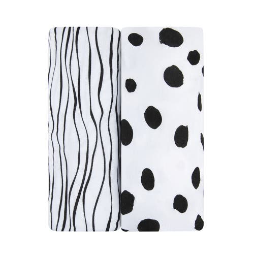 ZZDNU Crib Sheet Set Baby Fitted Crib Sheet Set 2 Pack in Black & White Abstract  product