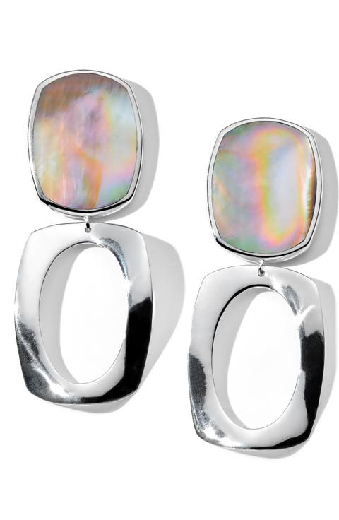 Polished Rock Candy Long Oval & Large Frame Sterling Silver Drop Earrings