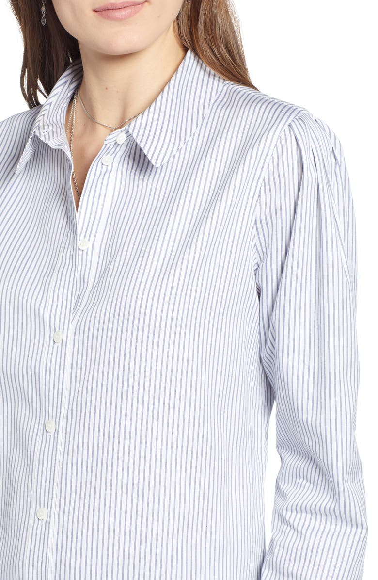 Treasure & Bond Pleated Sleeve Stripe Shirt, Alternate, color, 