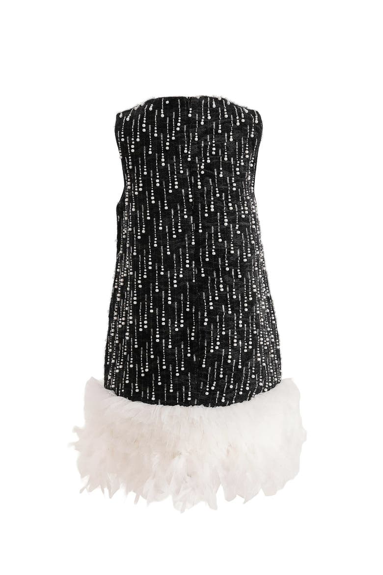 Feathered Glam Dress, Alternate, color, Black
