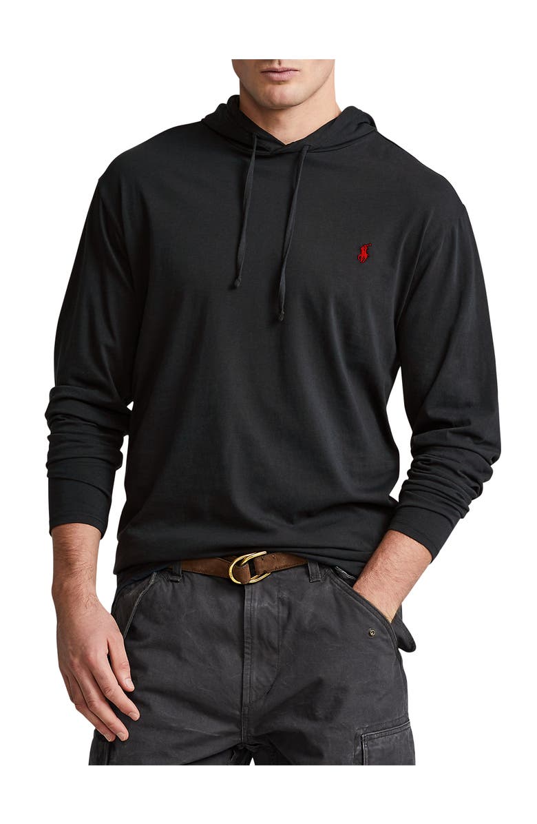 Polo Ralph Lauren Big & Tall Jersey Hooded Long-Sleeve T-Shirt, Main, color, Polo Black
