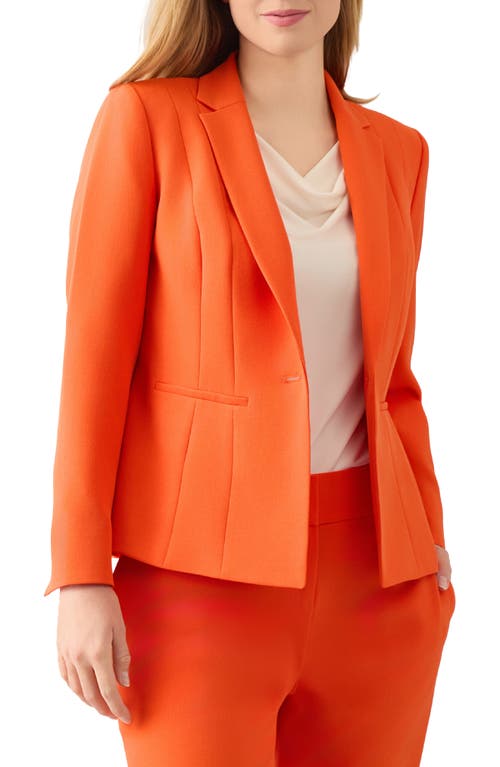 Kasper Plus Size Notched Collar Paneled One-button Blazer In Orange