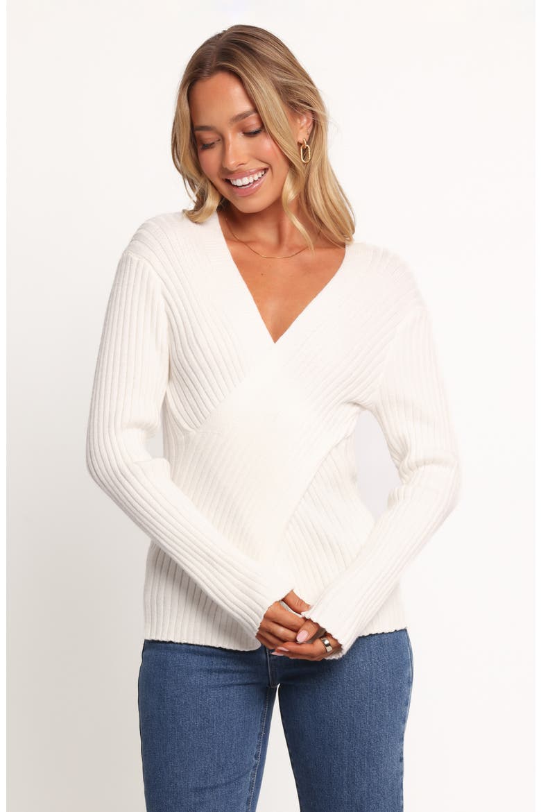 Hannon Crossover Rib Sweater, Alternate, color, WHITE