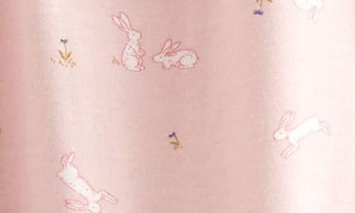 Nordstrom Print Smocked Bubble Romper In Pink Lotus Bunny Leap