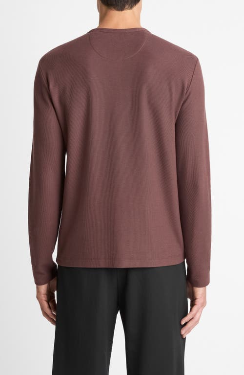 Vince Pima Cotton Piqué Long Sleeve T-shirt In Brown