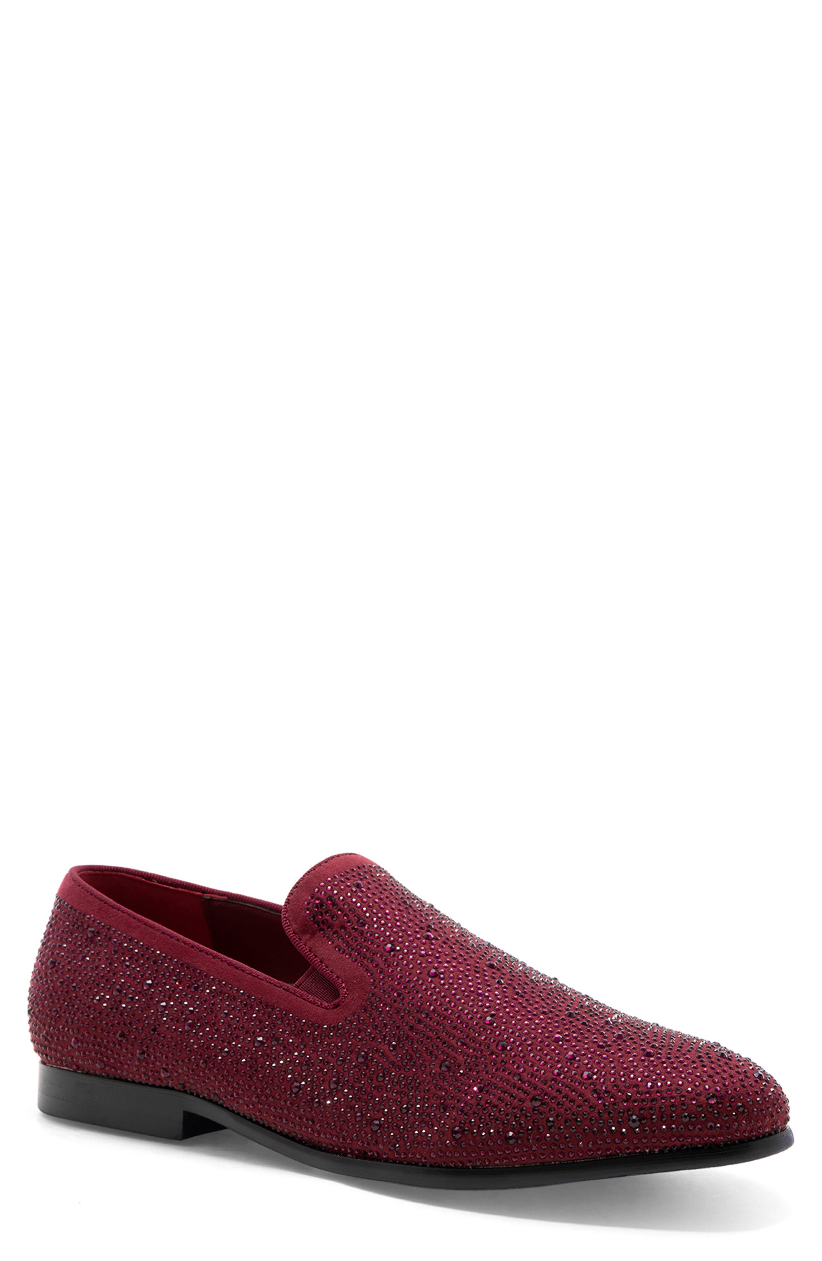 Lavish Studded Smoking Slipper, Main, color, BURGUNDY