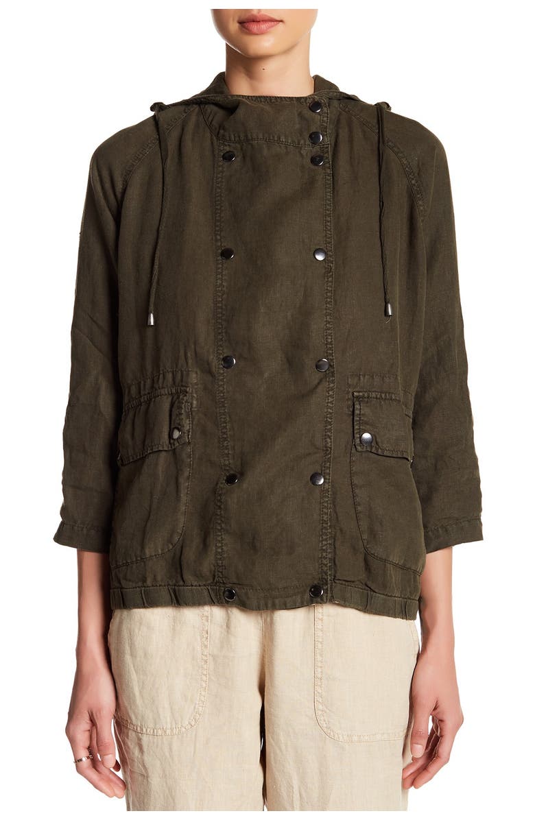 Three Dots Darla Hooded Linen Jacket, Alternate, color, 