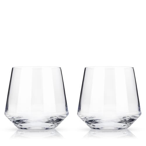 Viski Raye Crystal Angled Cocktail Tumblers Set Of 2 In Clear