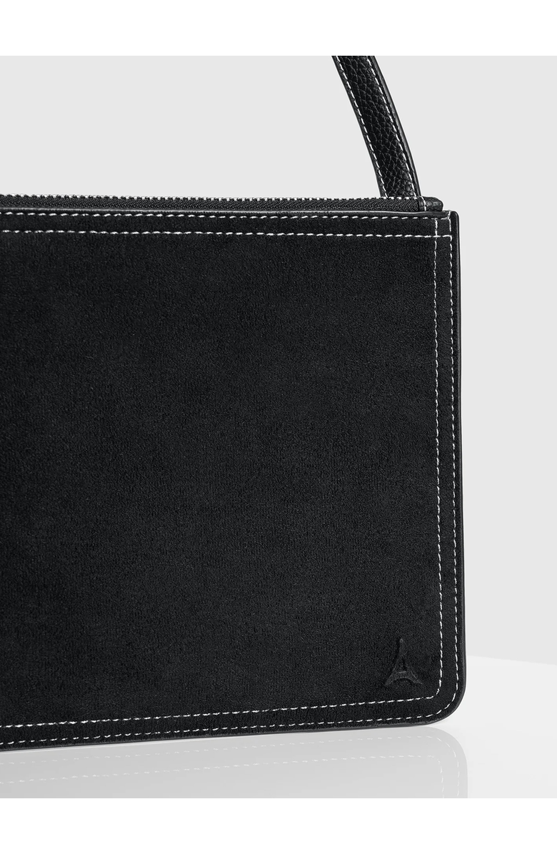 Manière De Voir Elio Suede Contrast Stitch Crossbody Bag, Alternate, color, Black