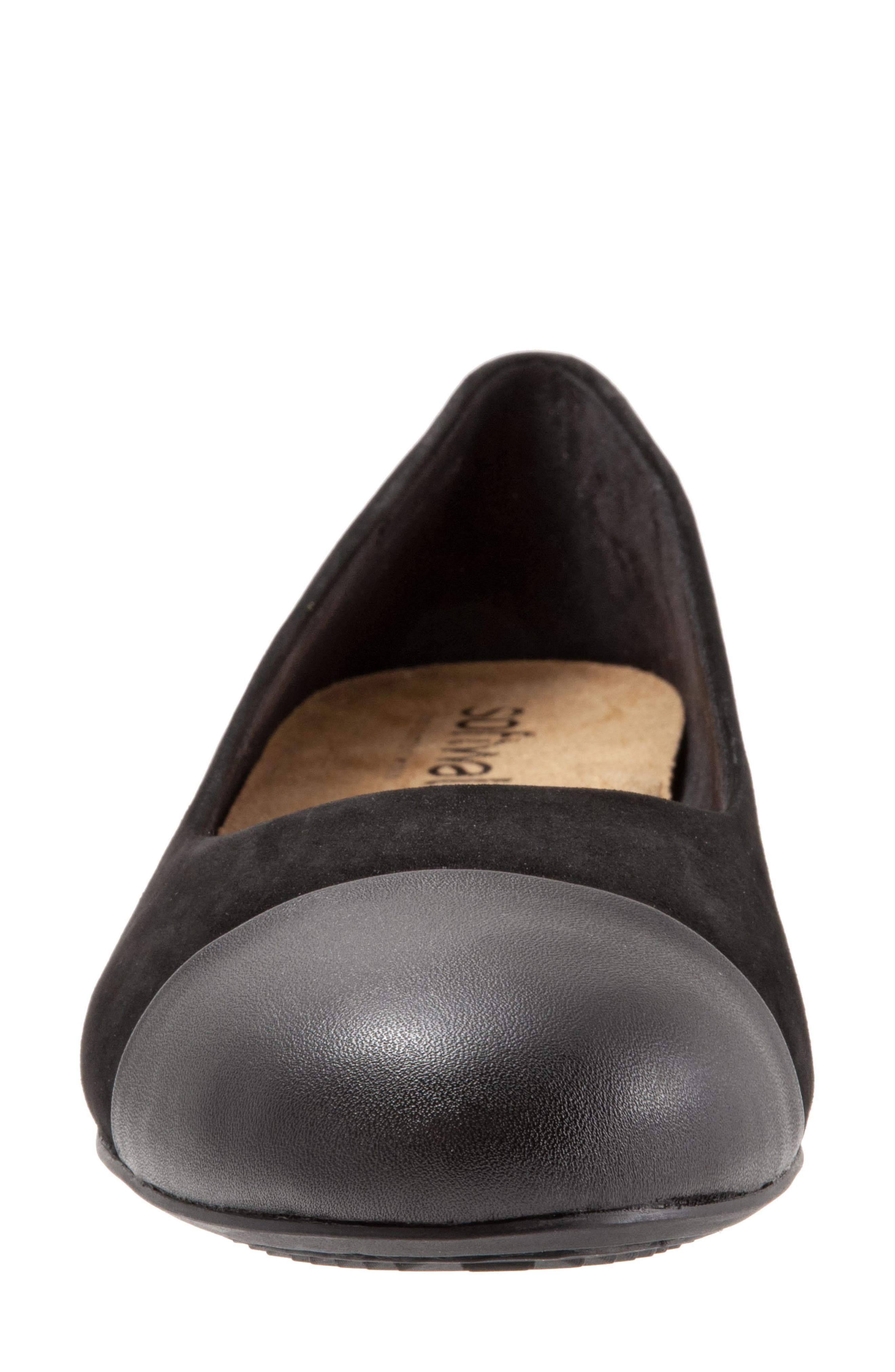 SoftWalk<sup>®</sup> Sonoma Cap Toe Flat, Alternate, color, Black Nu