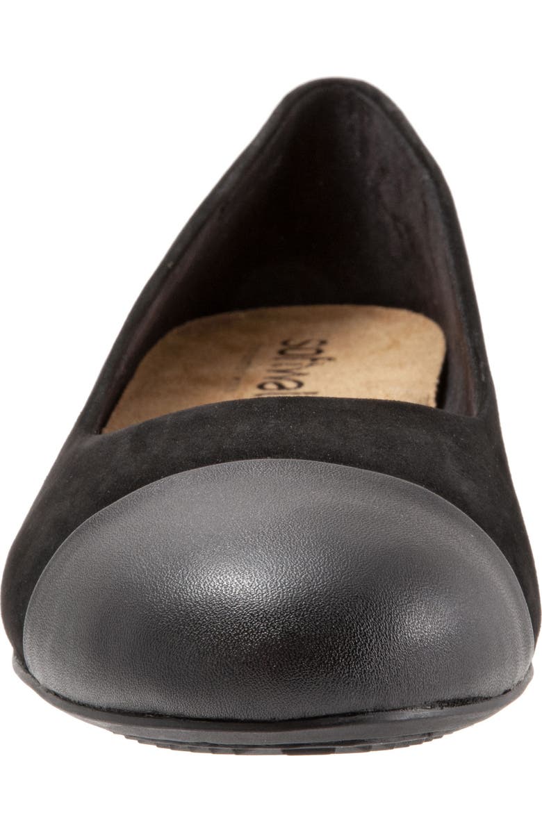 SoftWalk<sup>®</sup> Sonoma Cap Toe Flat, Alternate, color, Black Nu