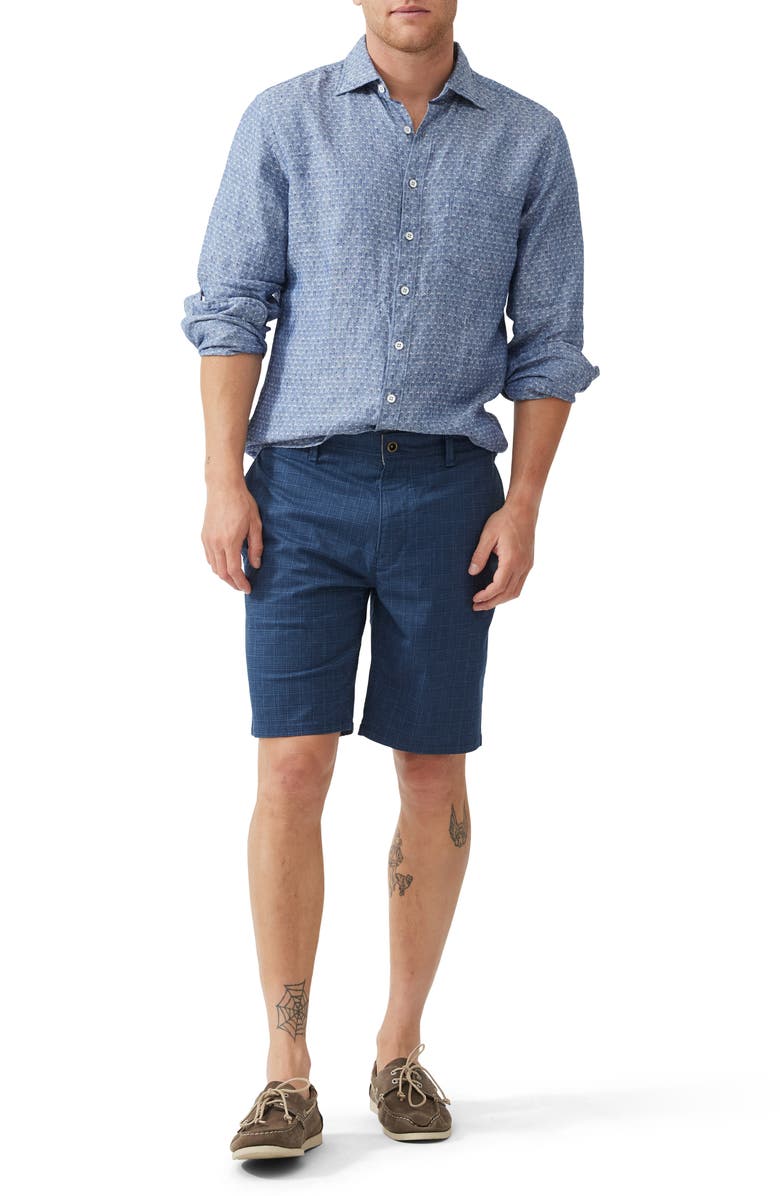 Rodd & Gunn Bendrose Sports Fit Diamond Jacquard Linen Button-Up Shirt, Alternate, color, 