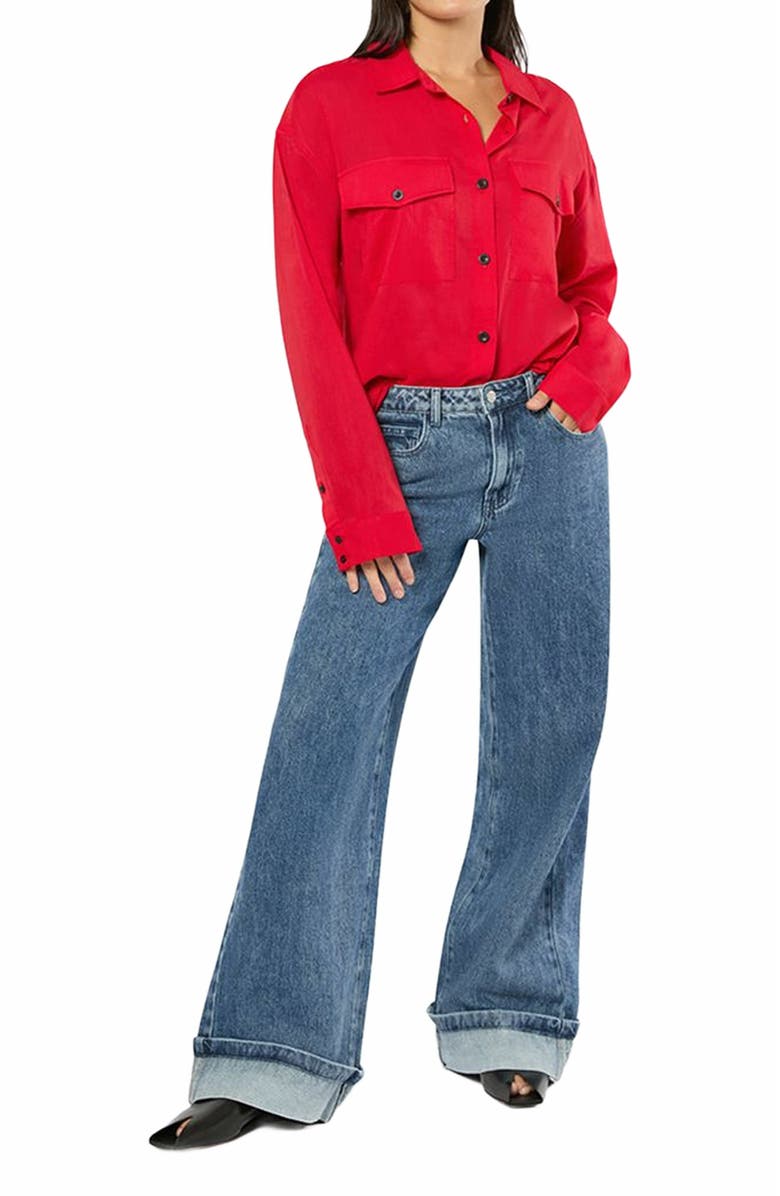 WeWoreWhat Boxy Button Down Shirt, Alternate, color, Red