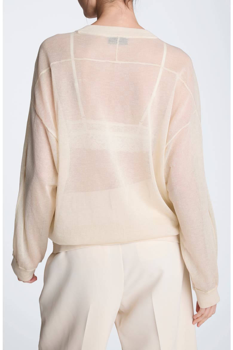 Sheer Crewneck Sweatshirt, Alternate, color, OYSTER