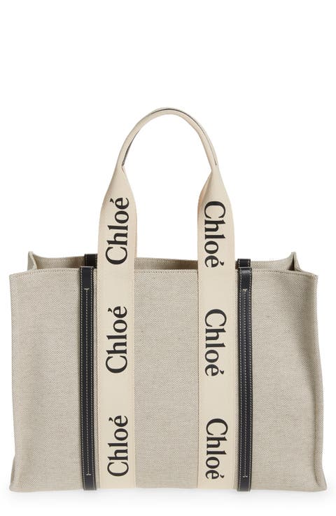 Large Woody Logo Strap Canvas Tote