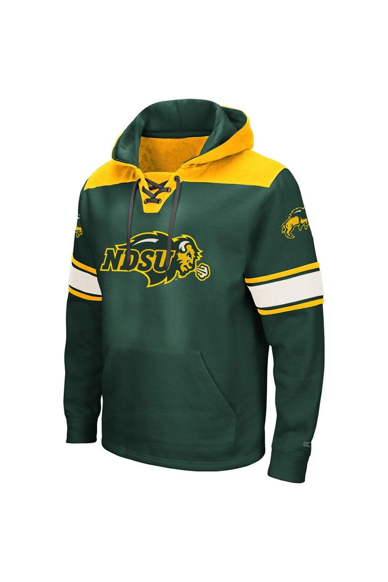 Men's Colosseum Green NDSU Bison 2.0 Lace-Up Pullover Hoodie, Alternate, color, Green