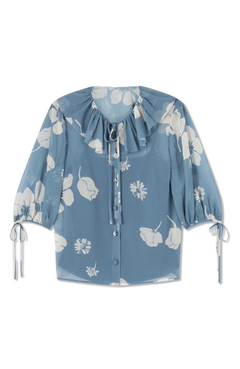 LK Bennett Rumi Ruffle Print Top, Alternate, color, Blue Multi