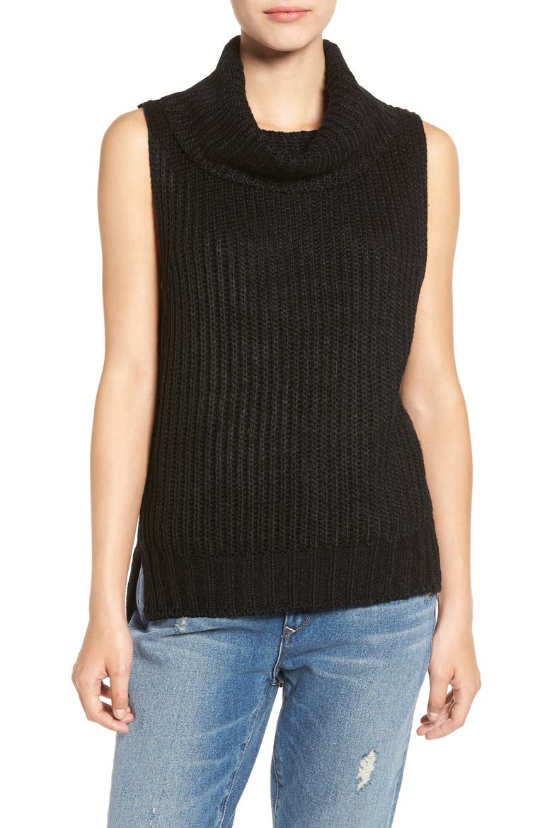 ASTR High/Low Turtleneck Sweater, Main, color, BLACK