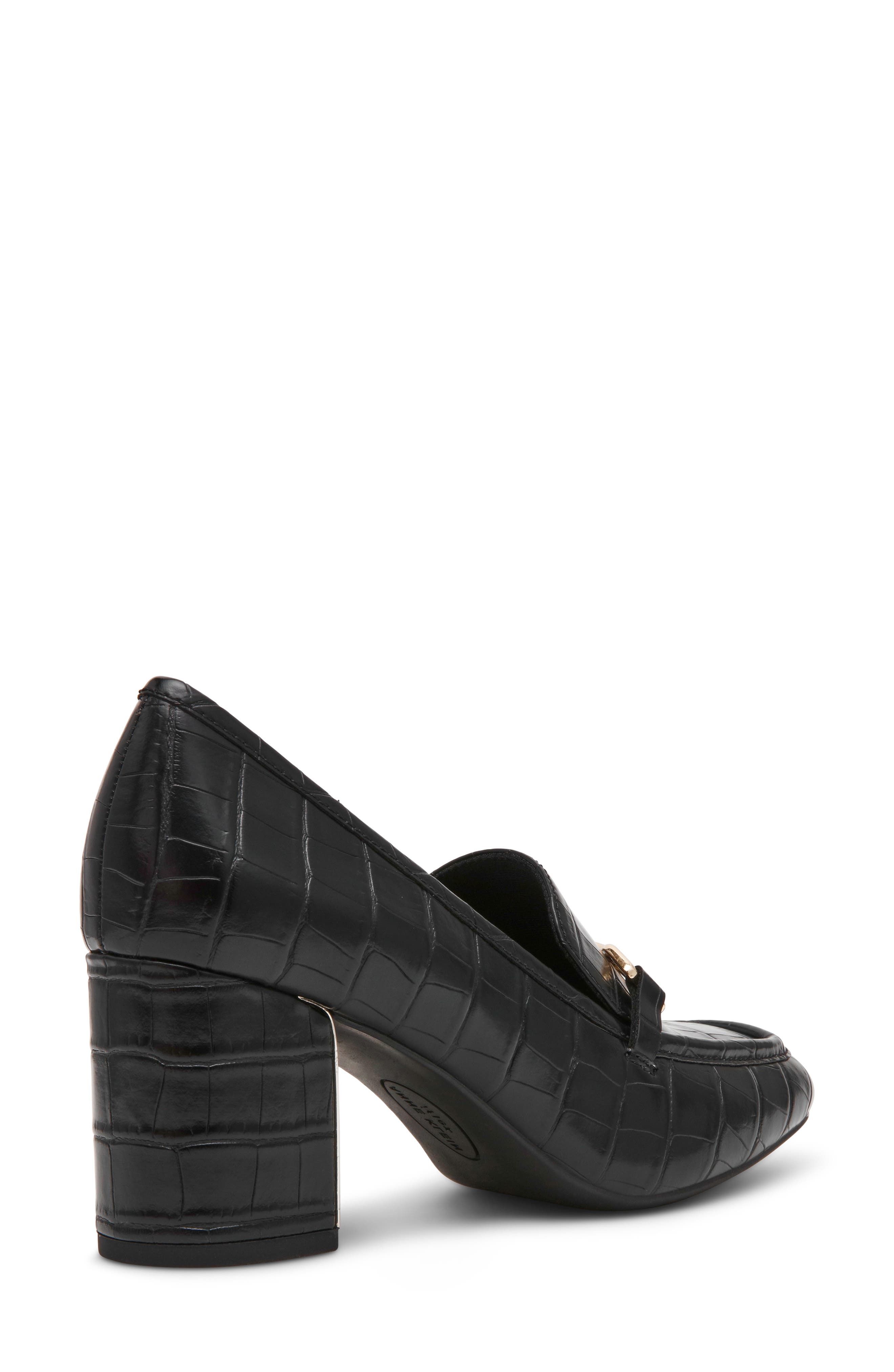 Telia Faux Leather Loafer Pump, Alternate, color, BLACK CROCO PATENT PU