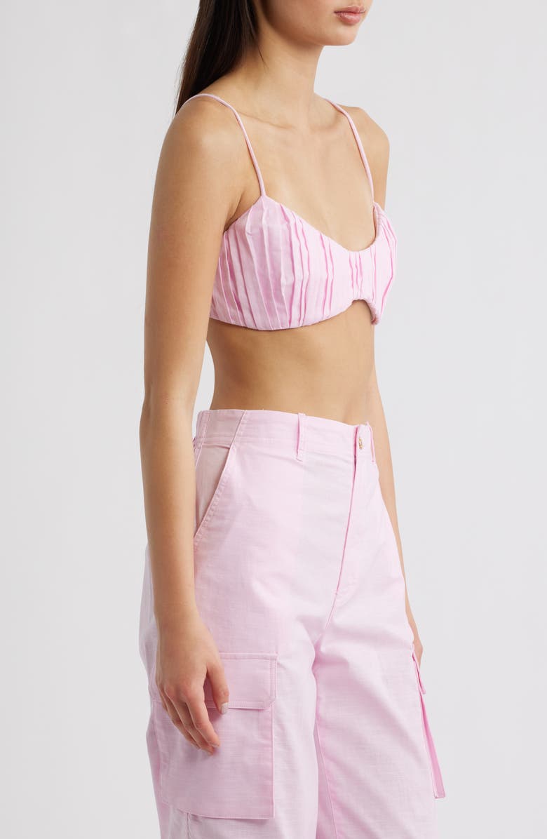 Kulani Kinis <p>Pleated Cotton & Linen Bralette Top</p>, Alternate, color, Pocket Pink