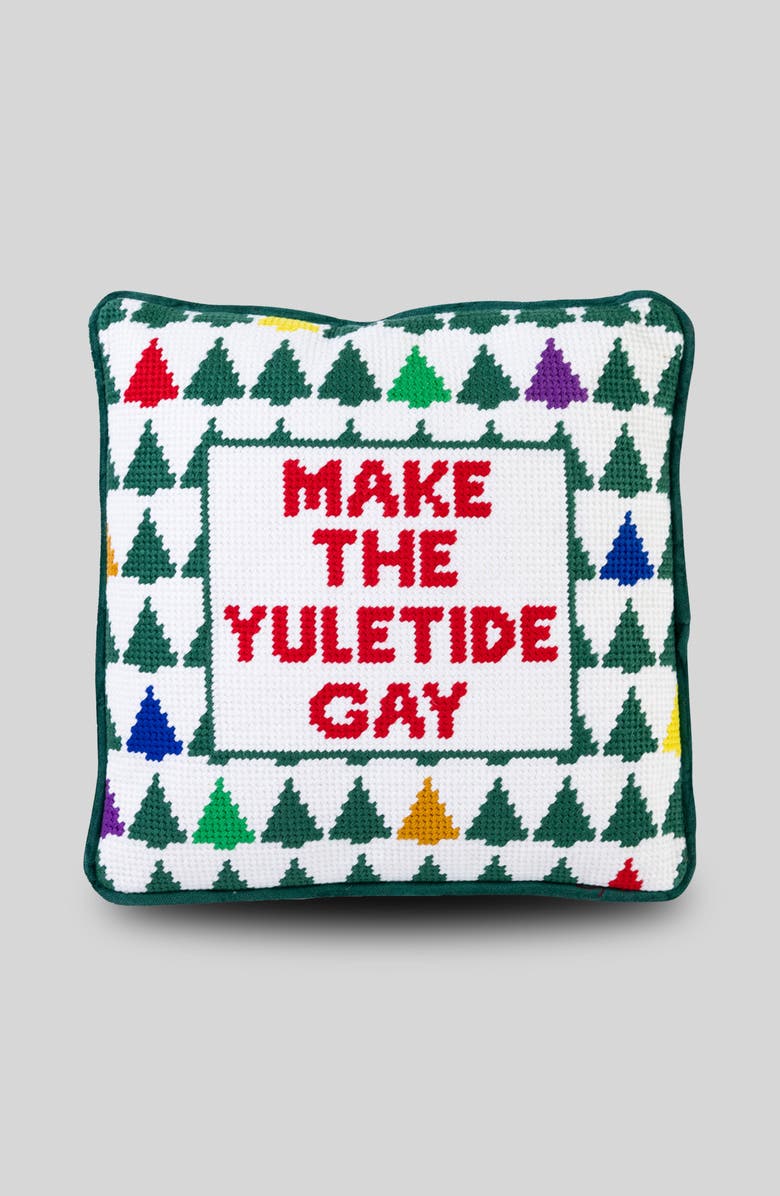 Furbish Yuletide Needlepoint Pillow, Main, color,