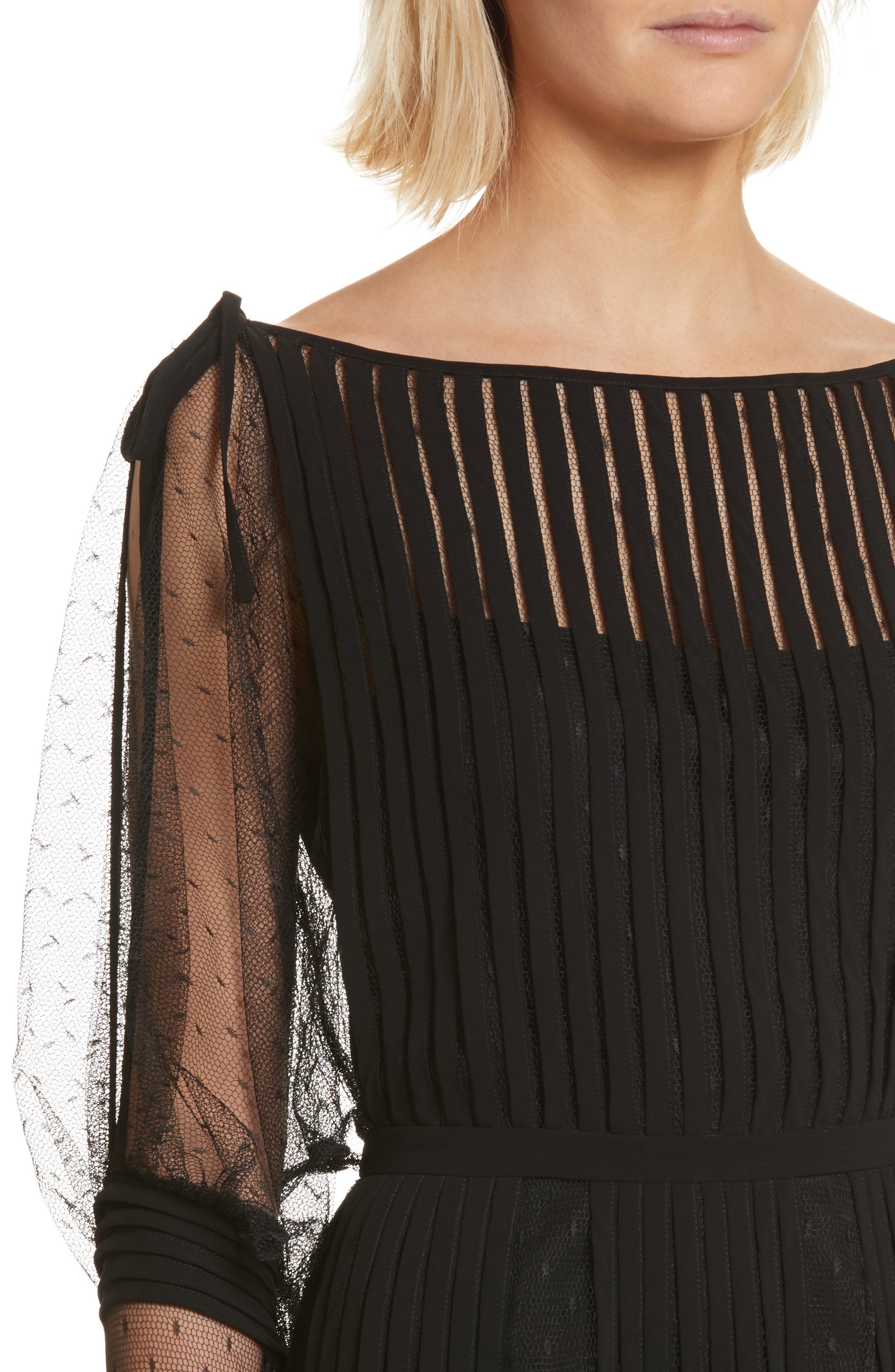 RED Valentino Point d'Esprit & Georgette Midi Dress (Women) | Nordstrom