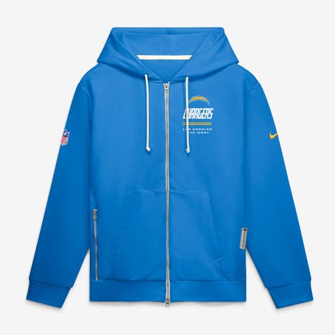 Men's Nike Powder Blue Los Angeles Chargers Sideline Standard Issue Quarterback Scramble Dri-FIT Full-Zip Hoodie