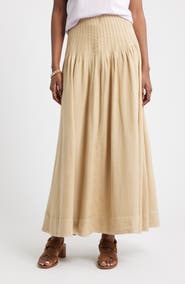 Treasure & Bond Pleat Accent Linen Blend Maxi Skirt