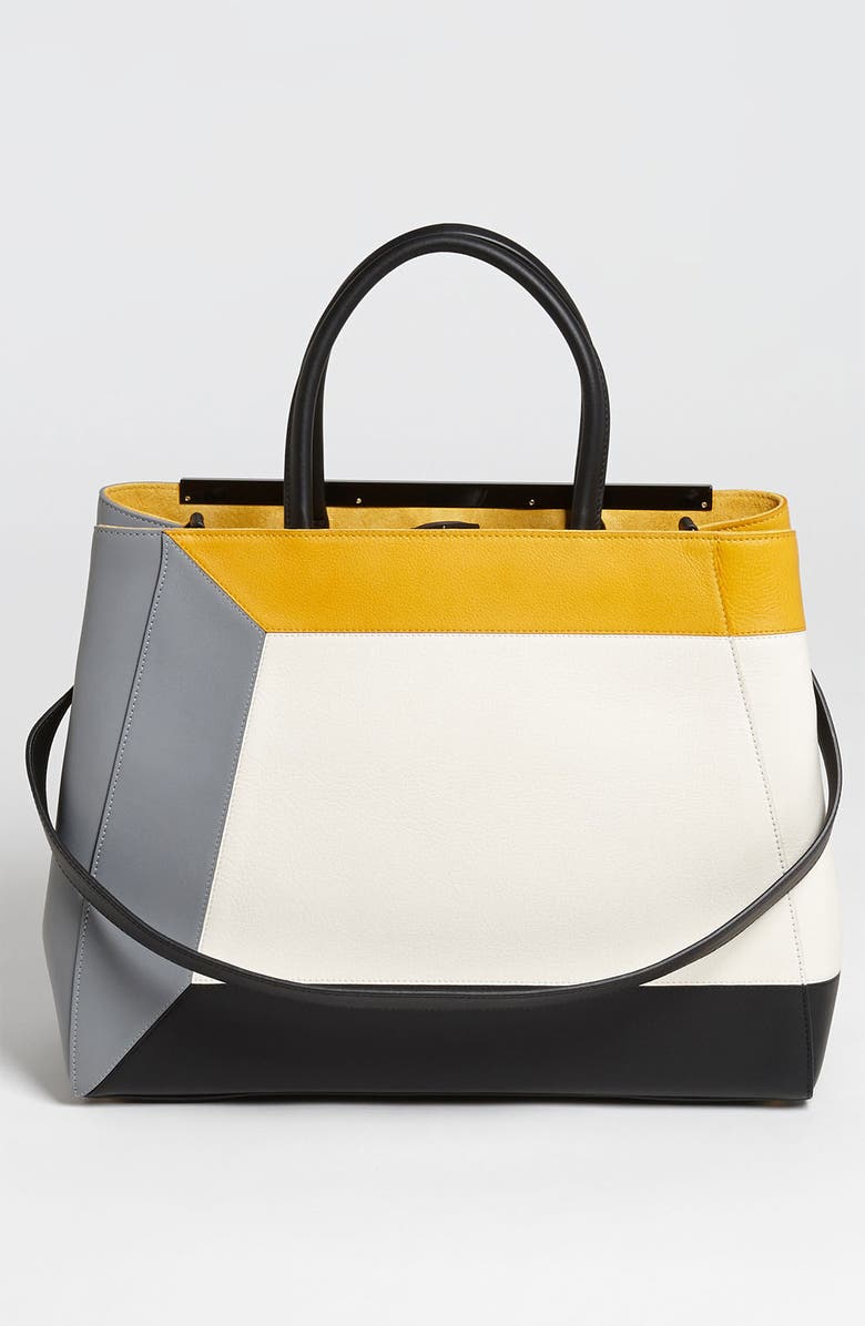 Fendi '2Jours 3D - Medium' Leather Shopper, Alternate, color,