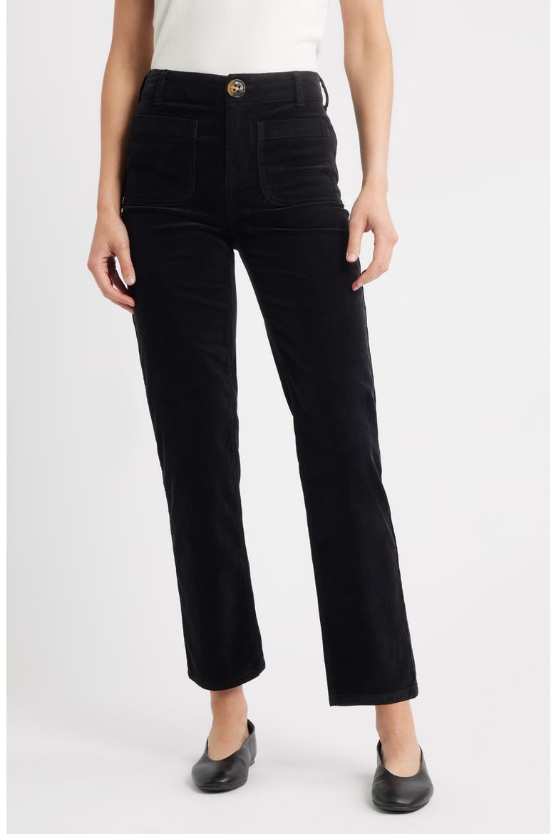 Soho Patch Pocket Straight Leg Corduroy Pants, Main, color, BLACK