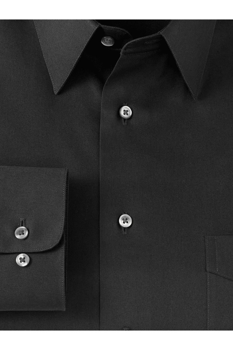 Non-iron Cotton Pinpoint Solid Point Collar Dress Shirt, Alternate, color, Black