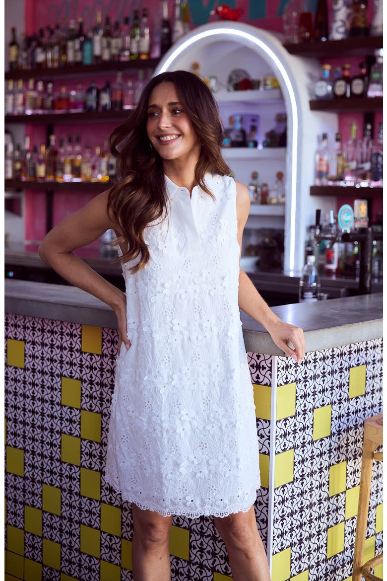 Felicity Textured Cotton Shift Dress, Alternate, color, WHITE