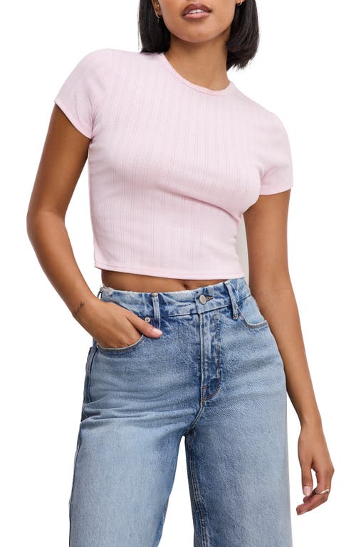 Shop Good American Pointelle Baby Tee In Cotton Candy Pink003