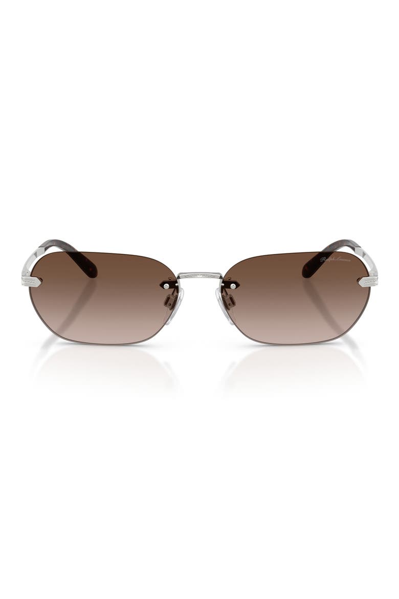 59mm Rectangular Sunglasses, Main, color, SHINY SILVER / GRADIENT BROWN