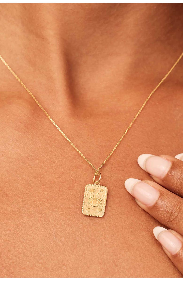 Oradina 14K Yellow Gold Evil Eye Pendant Charm, Alternate, color, Yellow Gold