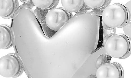 Sphera Milano Faux Pearl Heart Stud Earrings