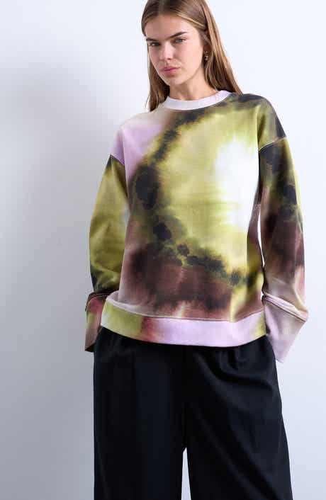 Tie Dye Oversize Cotton Blend Sweatshirt